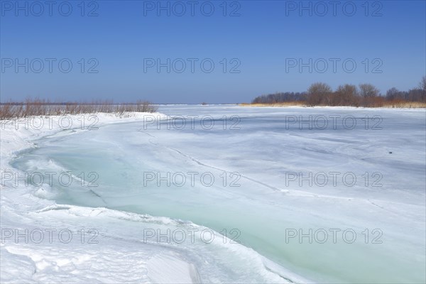 Frozen lagoon in the Saint Lawrence River