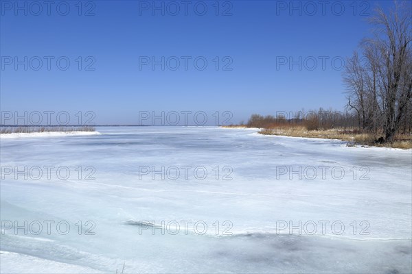 Frozen lagoon in the Saint Lawrence River