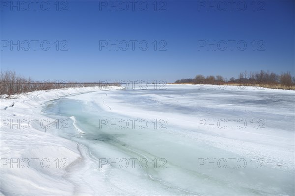 Frozen lagoon in the Saint Lawrence River