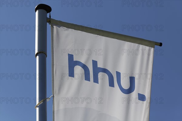 Flag with logo of the Heinrich Heine University Duesseldorf