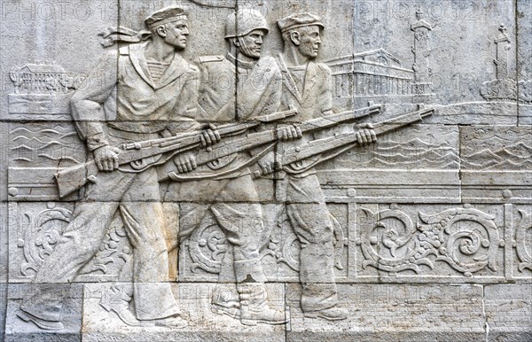 Picture boards at the Soviet memorial in Treptower Park