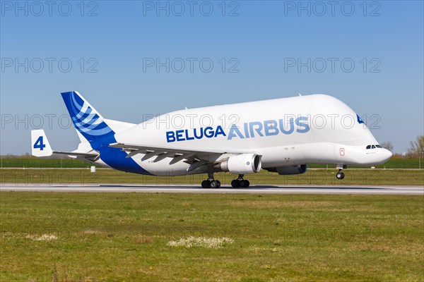An Airbus Beluga Super Transporter A300B4-608ST with the registration F-GSTD at Hamburg Finkenwerder Airport