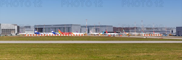 Aircraft at Airbus plant Hamburg Finkenwerder