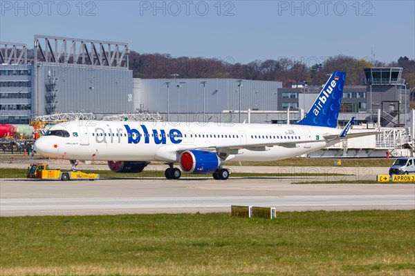 An Airblue Airbus A321neo with registration D-AVYE at Hamburg Finkenwerder Airport