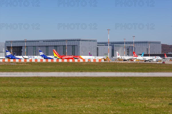 Aircraft at Airbus plant Hamburg Finkenwerder