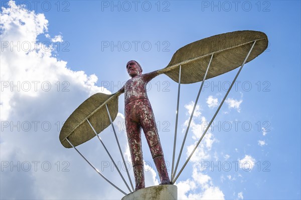 Sculpture Windharp at the launch site of Otto Lilienthal's flight experiments on the Gollenberg