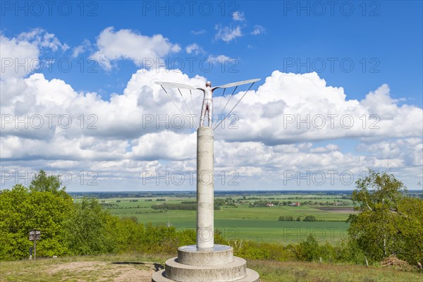 Sculpture Windharp at the launch site of Otto Lilienthal's flight experiments on the Gollenberg