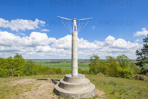 Sculpture Windharp at the launch site of Otto Lilienthal's flight experiments on the Gollenberg