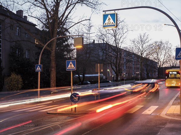 Traffic center island with zebra crossing Rennbahnstrasse Pasedagplatz