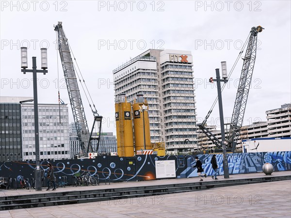 Construction site D3 after partial demolition of the base buildings of the Hotel Park Inn at Alexanderplatz