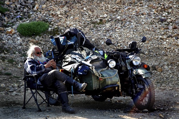 Biker with white beard