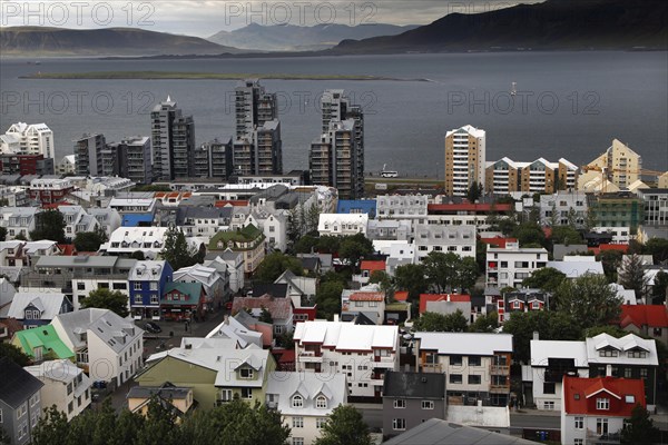 View from the tower of Hallgrimskirkja to city