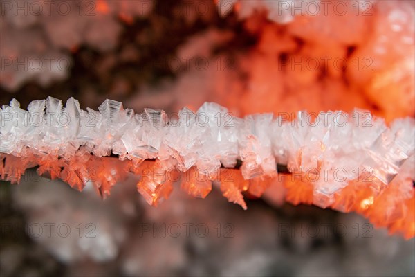 Ice crystalls close up in the underground permafrost tunnelsin the Melnikov Permafrost Institute