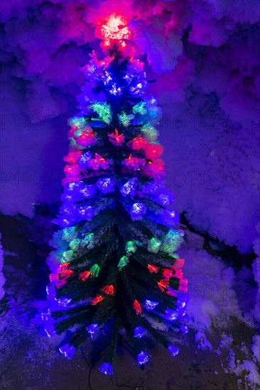 Christmas ice sculptures in the Underground permafrost tunnels in the Melnikov Permafrost Institute