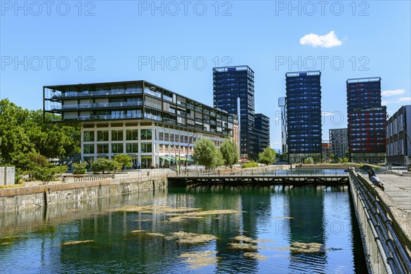 View of the high-rise buildings of tourist hotel on the Malraux peninsula