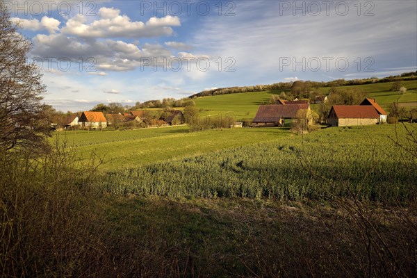 Farms and fields in the evening light