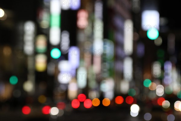 Abstract city lights downtown in Ginza district