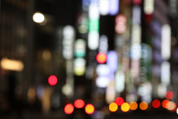 Abstract city lights downtown in Ginza district