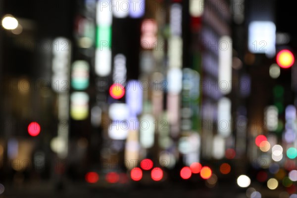 Abstract city lights downtown in Ginza district