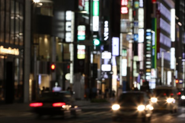 Abstract city lights downtown in Ginza district