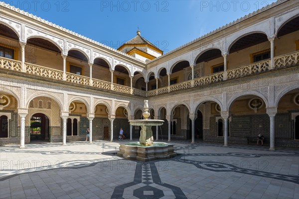 Inner courtyard with archways and fountain