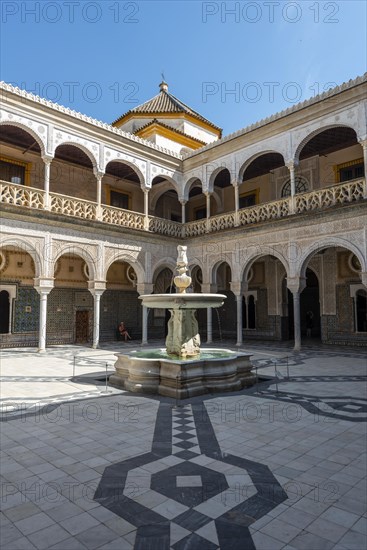 Inner courtyard with archways and fountain