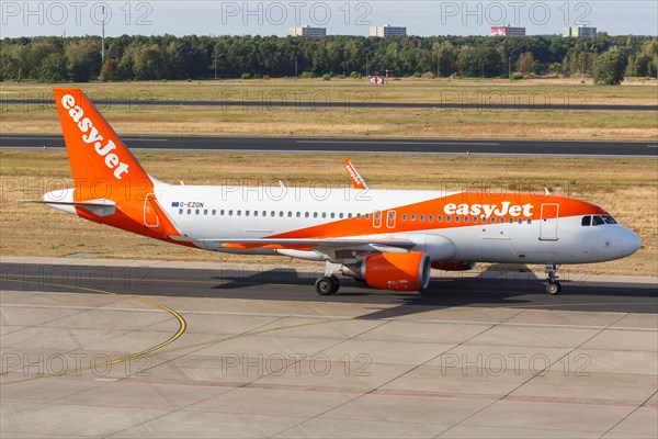 An Airbus A320 of Easyjet with the registration G-EZON at Berlin-Tegel Airport