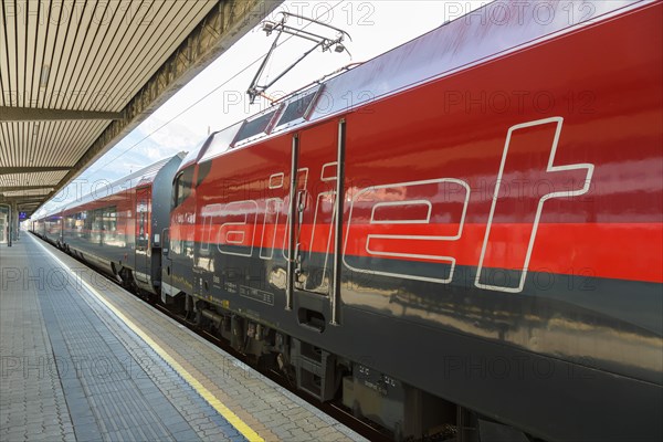 OeBB RailJet logo train station main station Austrian Federal Railways in Innsbruck