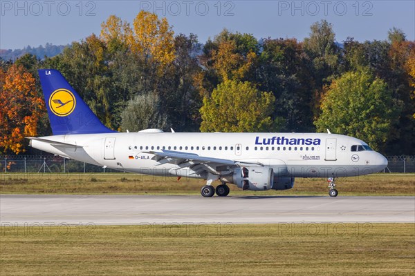 A Lufthansa Airbus A319 with the registration D-AILA at Munich Airport