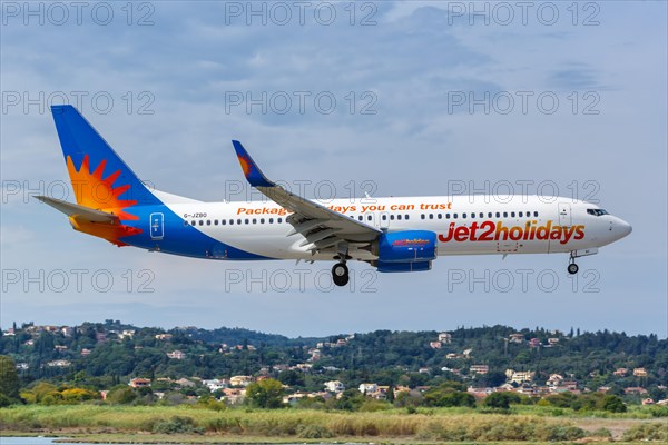 A Jet2 Boeing 737-800 with registration G-JZBO at Corfu Airport