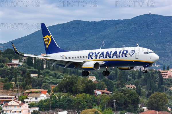 A Ryanair Boeing 737-800 with the registration EI-DWS at Corfu Airport