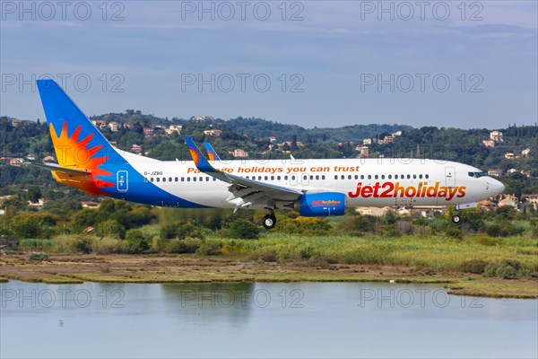 A Jet2 Boeing 737-800 with registration G-JZBG at Corfu Airport