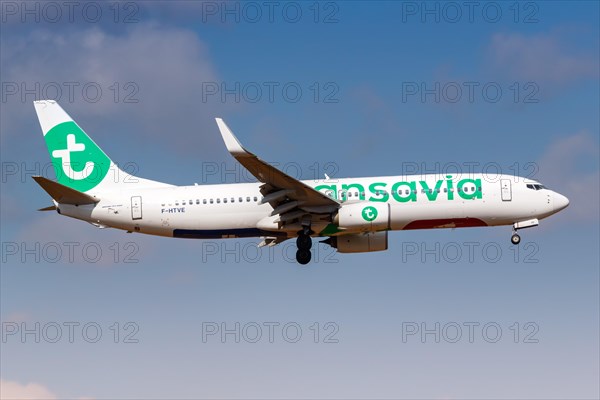 A Transavia France Boeing 737-800 with registration number F-HTVE at Athens Airport