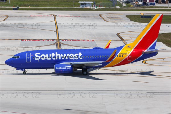 A Southwest Airlines Boeing 737-700 aircraft with registration number N720WN at Fort Lauderdale Airport