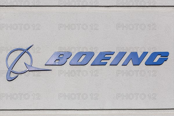 Boeing logo sign on a building at Los Angeles Airport