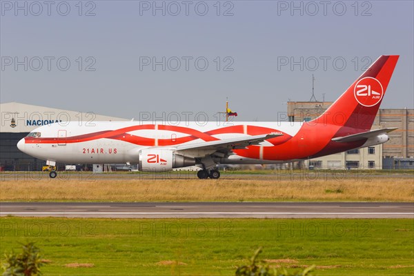 A Boeing 767-200BDSF aircraft of 21 Air with registration N881YV at Bogota airport