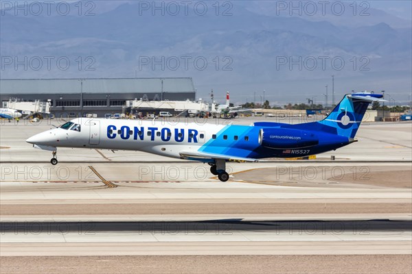 An Embraer ERJ 135LR aircraft of Contour Airlines with registration N15527 at Las Vegas Airport