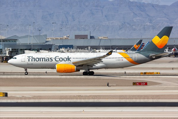 An Airbus A330-200 aircraft of Thomas Cook Airlines with registration G-MDBD at Las Vegas Airport