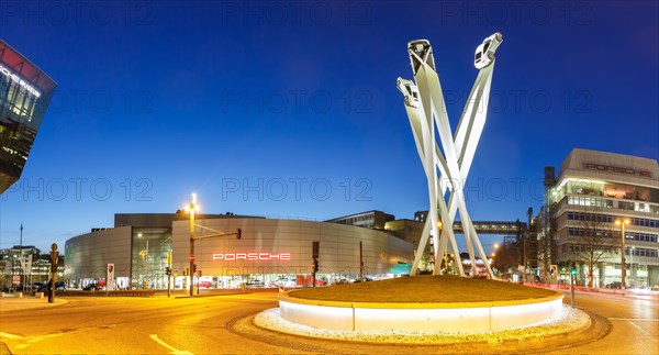 Porsche Museum Zuffenhausen art work modern architecture panorama in Stuttgart