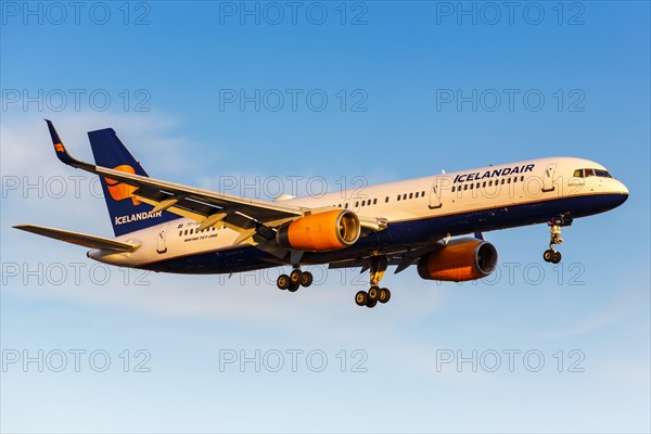 A Boeing 757-200 aircraft of Icelandair with registration TF-ISR at London Heathrow Airport