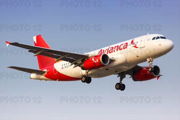 An Avianca Airbus A319 with registration N520TA lands at Lima Airport