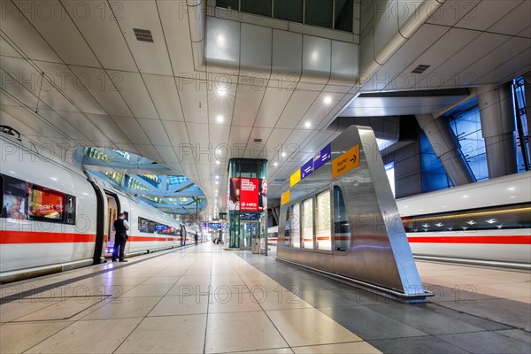 ICE trains in the station of Frankfurt Airport