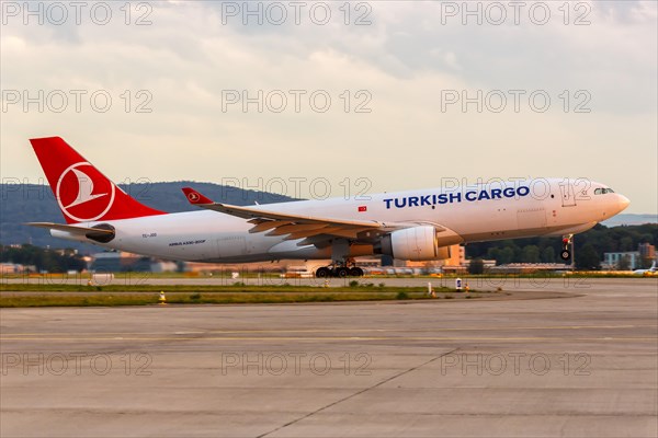 An Airbus A330-200F aircraft of Turkish Cargo with registration TC-JOO at Zurich Airport