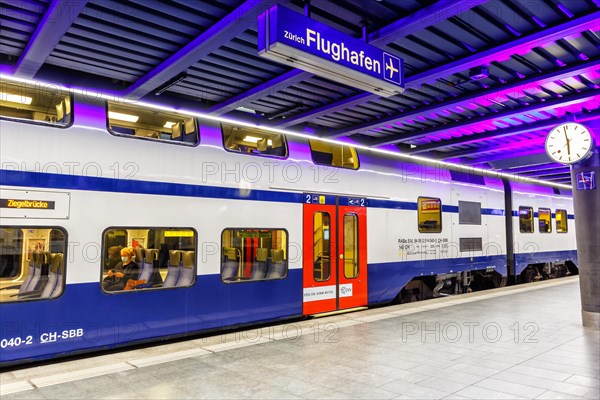 Siemens Desiro Double Deck double-decker train S-Bahn in Zurich Airport station