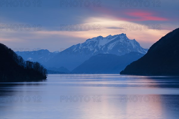 Lake with mountains in the background