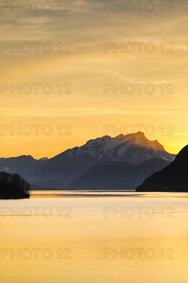 Lake with mountains in the background