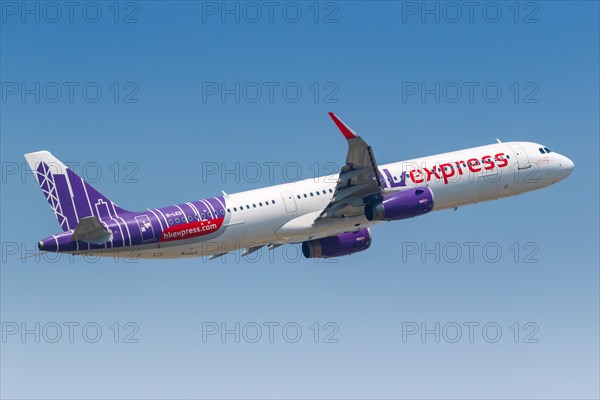 An Airbus A321 aircraft of HK Express with registration B-LED at Hong Kong Airport