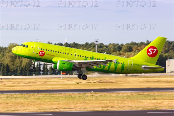 An Airbus A319 of S7 Airlines with the registration VP-BTQ takes off from Berlin-Tegel Airport