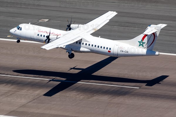 An ATR 72-600 of the Royal Air Maroc Express with the registration CN-COI takes off from Gibraltar Airport