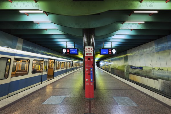 Subway station with SOS emergency call point